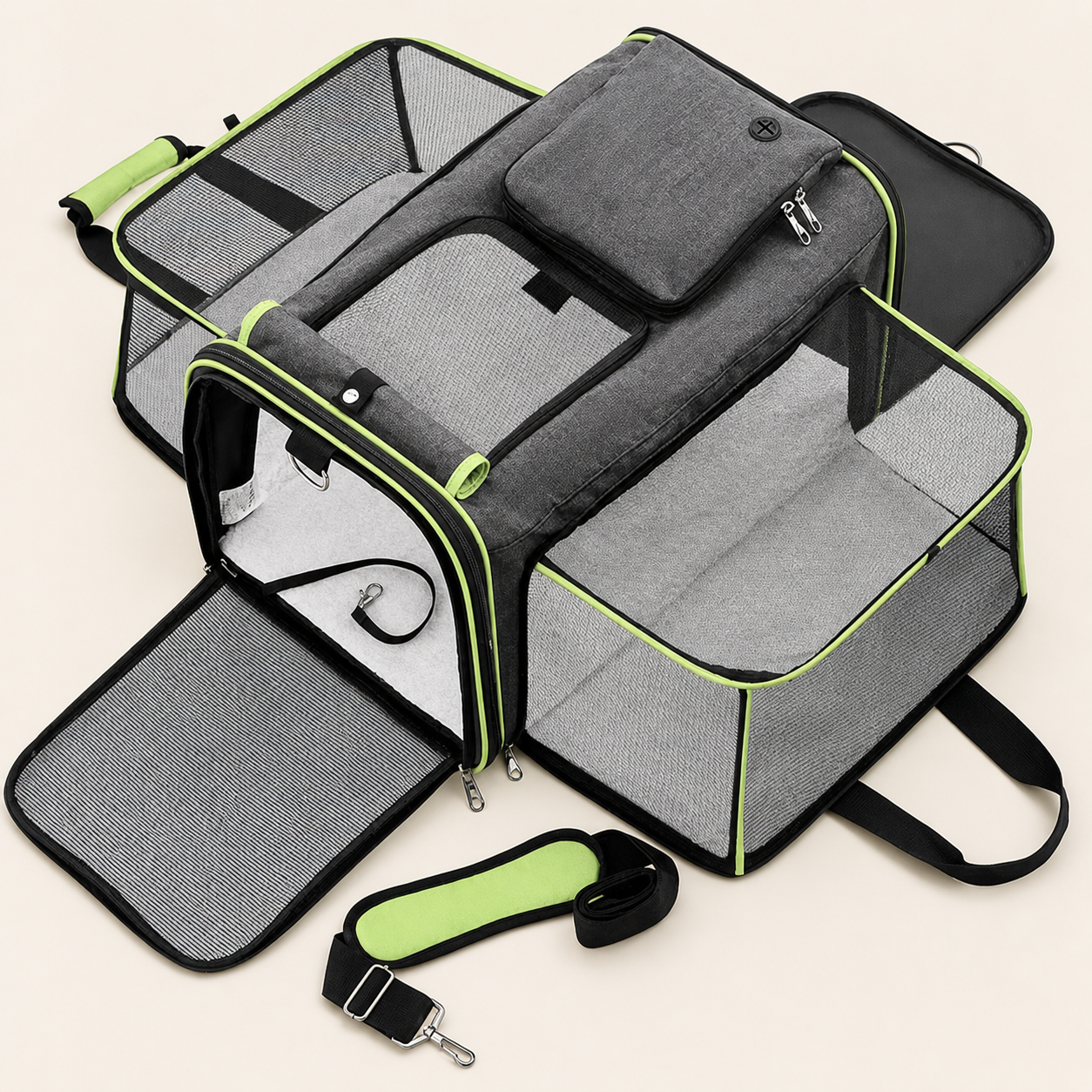 Soft-Sided Pet Carrier 1845 in Gray Green Trim