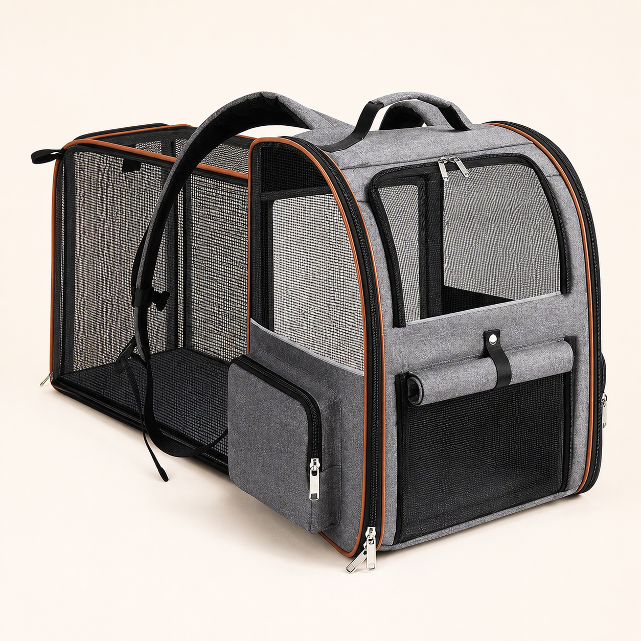 Pet Backpack Carrier 2531 Rear Expandable in Gray