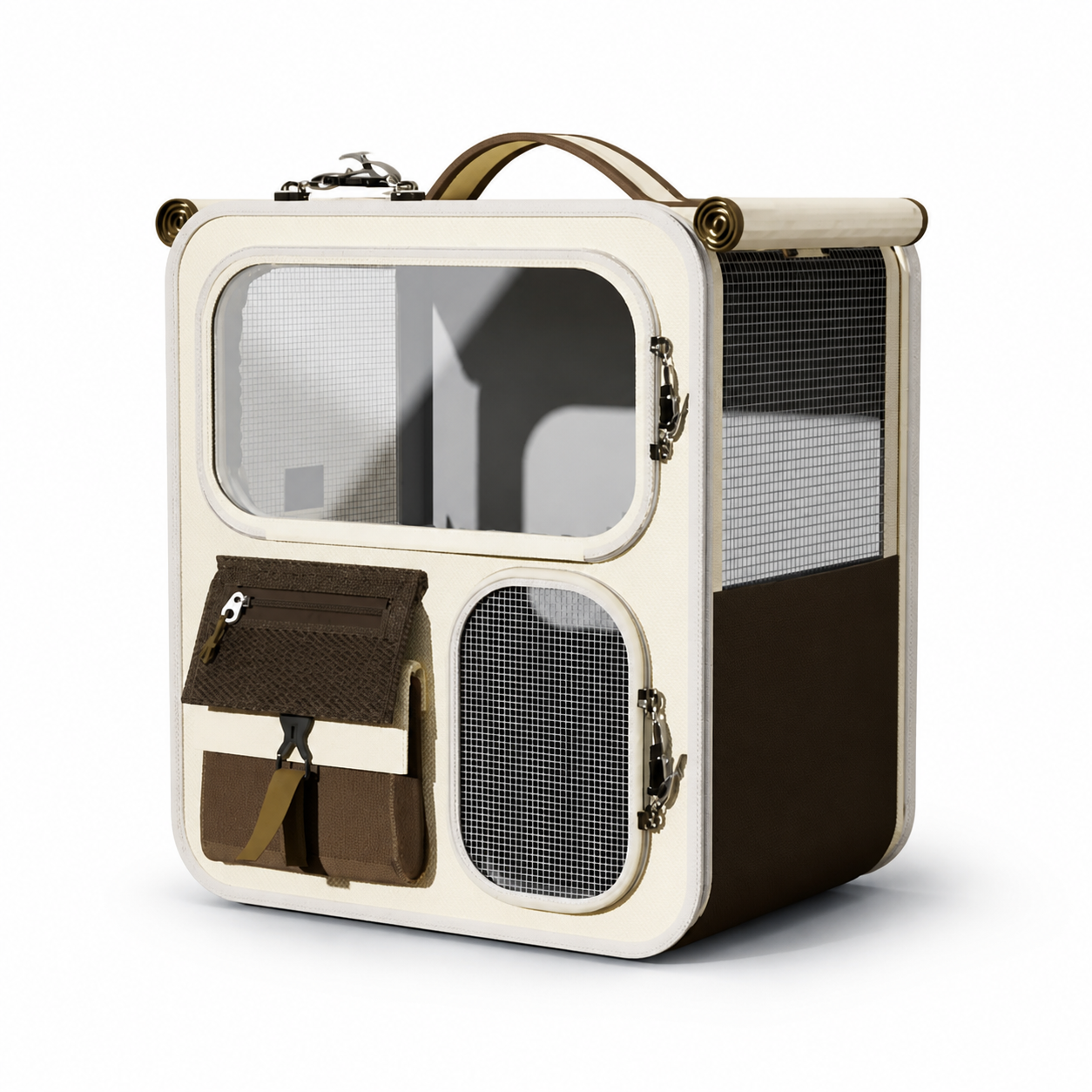 Rolling Pet Carrier D52532 in Beige Brown