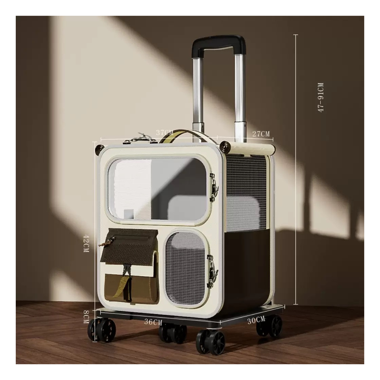 Rolling Pet Carrier D52533 in Beige Brown